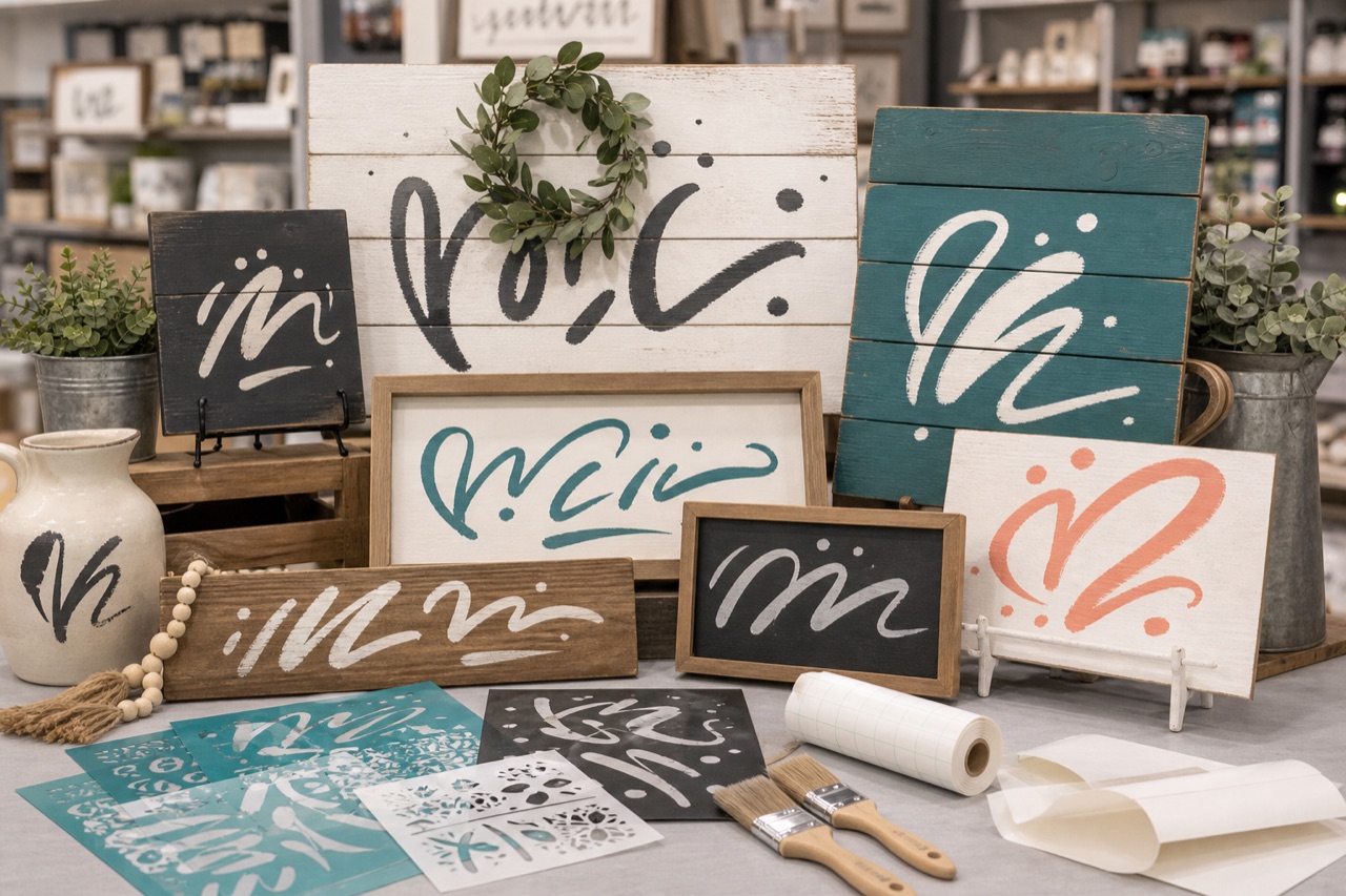 Funny farmhouse sign collection with framed wood sign blanks
