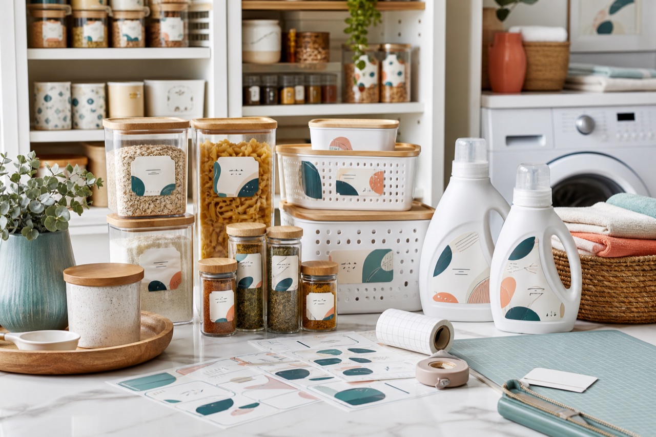 Premium home organization label collection craft concept