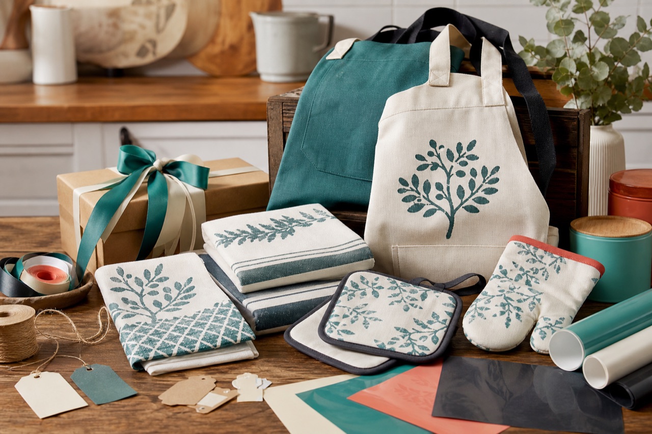 Kitchen towels aprons and pot holder craft gift bundle