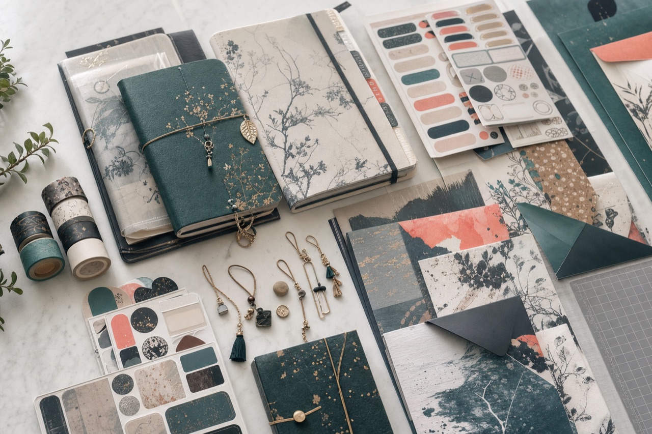Premium stationery and journal kit craft concept